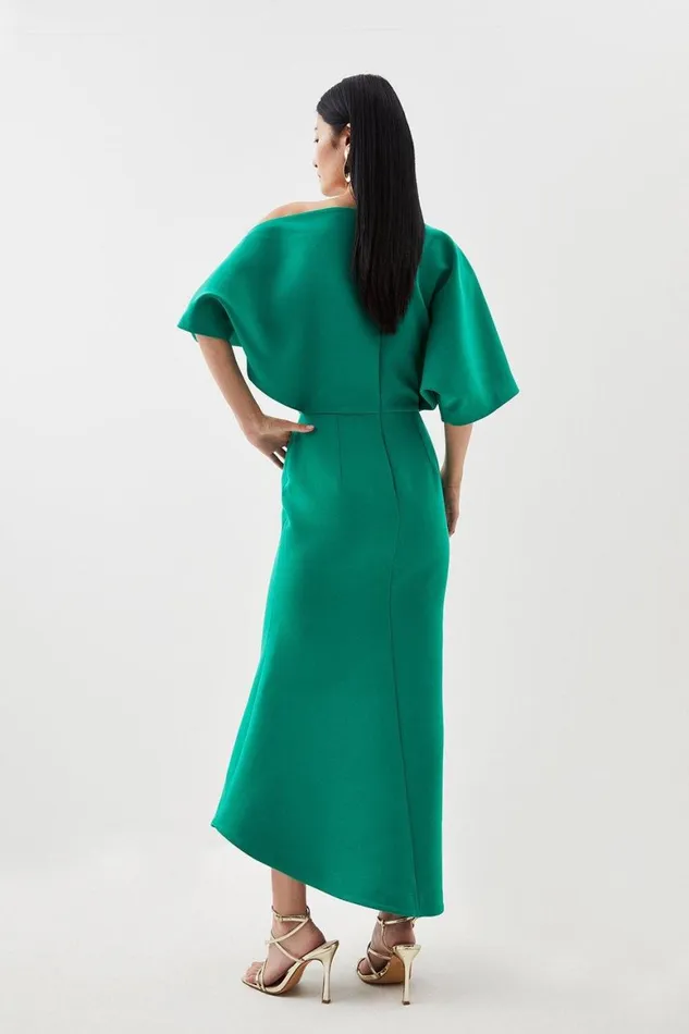 Dresses Women Karen Millen Clean Tailored Off Shoulder Short Sleeve Midi Dress Green