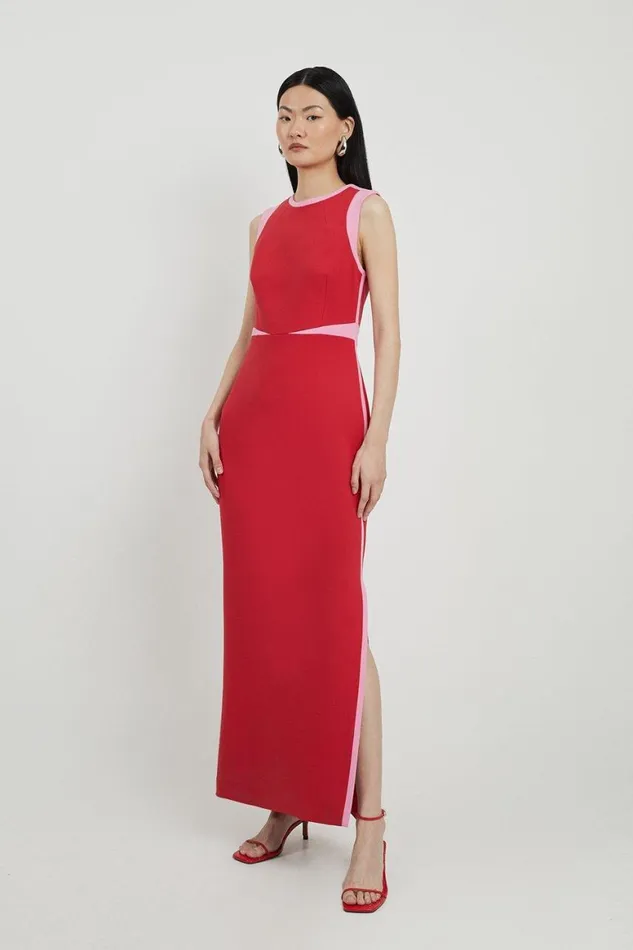 Dresses Women Karen Millen Compact Stretch Contrast Panel Tailored Maxi Dress Multi Dresses Women Karen Millen Compact Stretch Contrast Panel Tailored Maxi Dress Multi