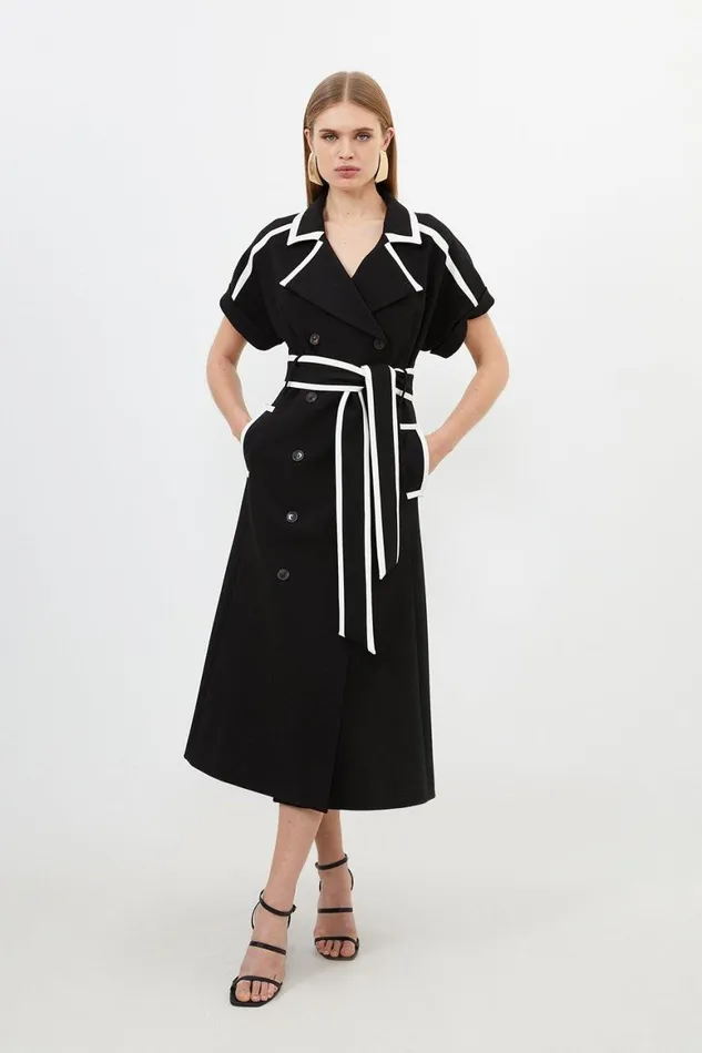 Dresses Women Karen Millen Compact Stretch Tipping Detailed Tailored Midi Dress Black Dresses Women Karen Millen Compact Stretch Tipping Detailed Tailored Midi Dress Black