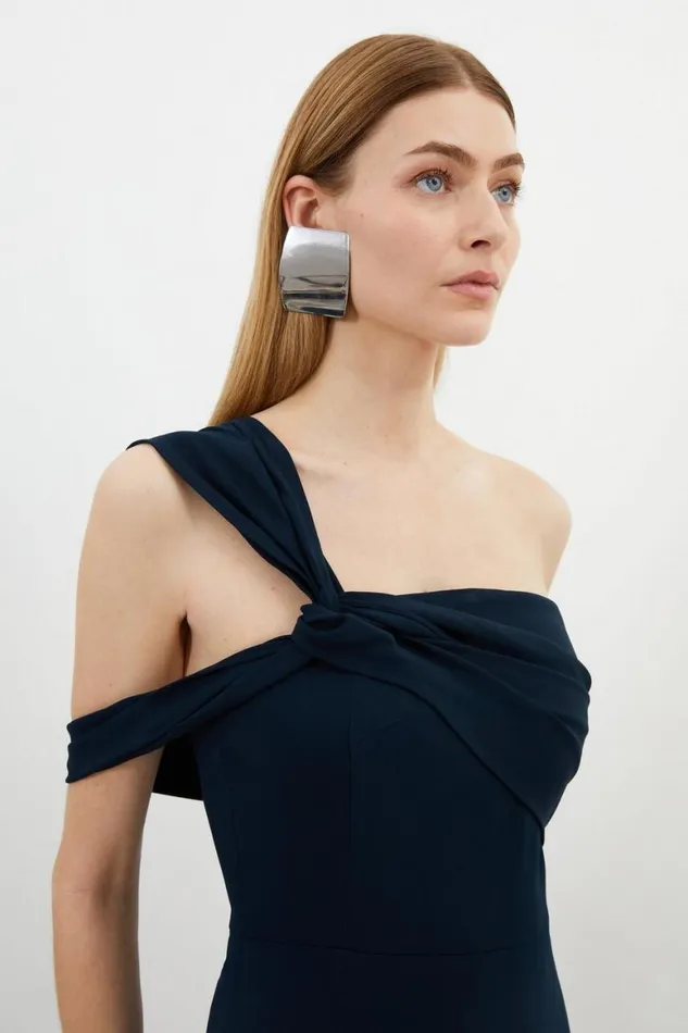 Dresses Women Karen Millen Compact Stretch Viscose Tailored One Shoulder Maxi Dress Navy Dresses Women Karen Millen Compact Stretch Viscose Tailored One Shoulder Maxi Dress Navy