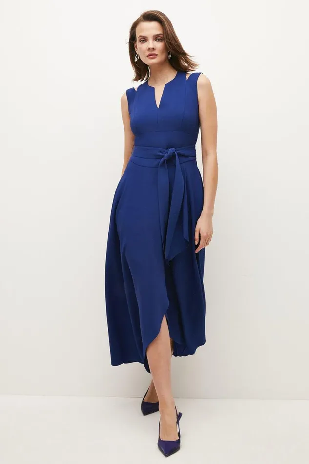 Dresses Women Karen Millen Compact Stretch Viscose Tailored Waterfall Midi Dress Blue Dresses Women Karen Millen Compact Stretch Viscose Tailored Waterfall Midi Dress Blue