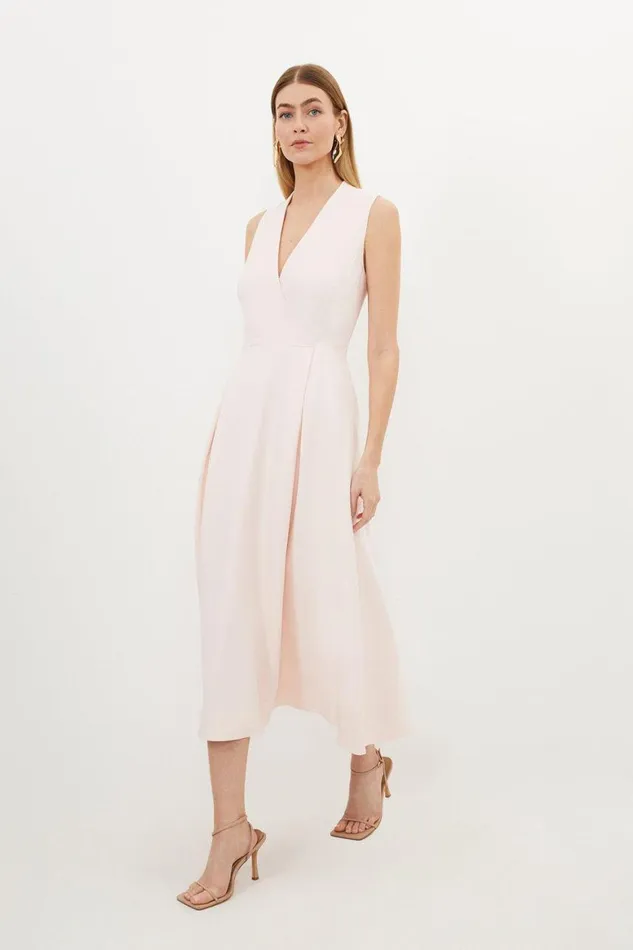 Dresses Women Karen Millen Compact Viscose Tailored Maxi Dress Blush