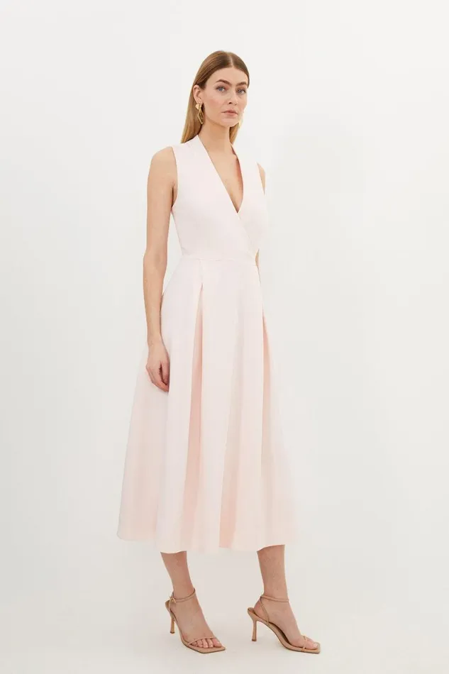Dresses Women Karen Millen Compact Viscose Tailored Maxi Dress Blush