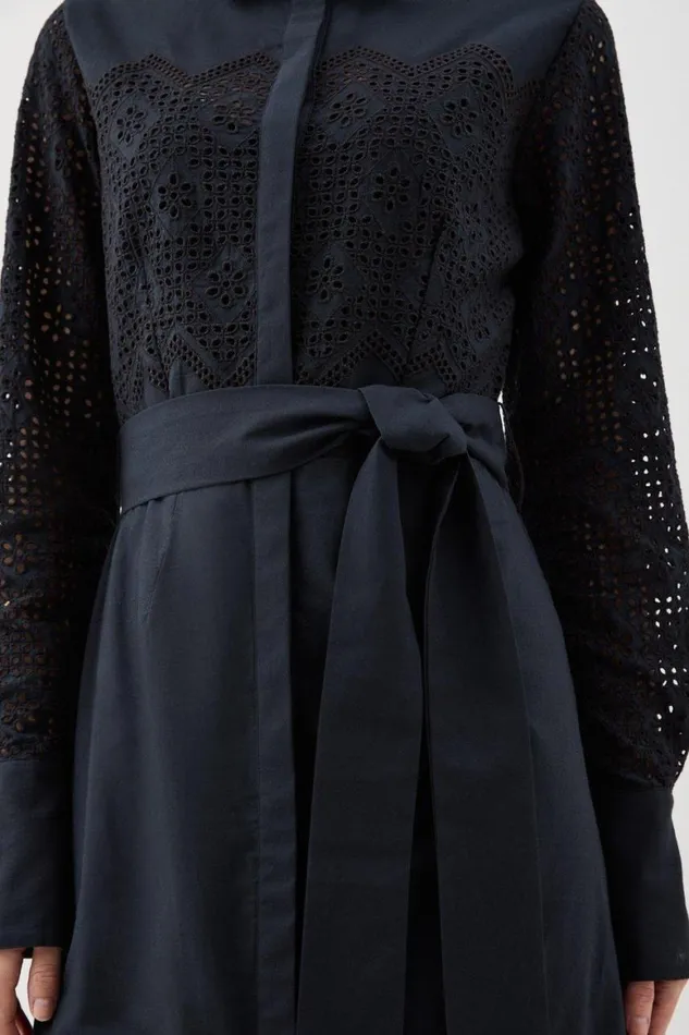 Dresses Women Karen Millen Cotton Broderie Woven Maxi Dress Navy