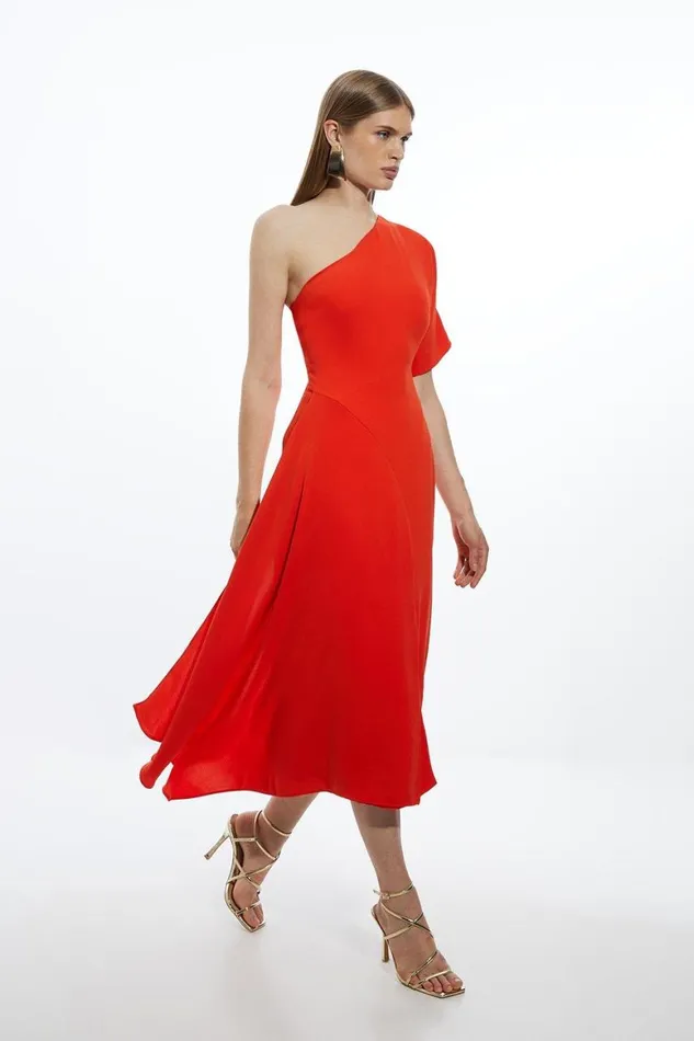 Dresses Women Karen Millen Fluid Tailored One Shoulder Asymmetric Drape Midi Dress Red Dresses Women Karen Millen Fluid Tailored One Shoulder Asymmetric Drape Midi Dress Red
