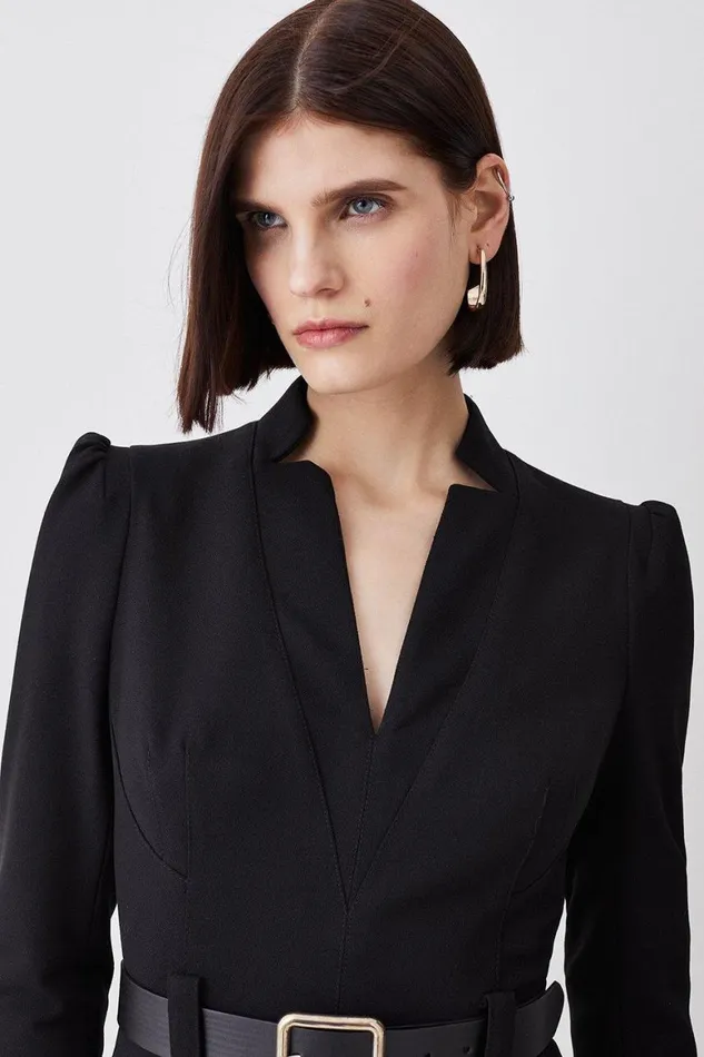 Dresses Women Karen Millen Forever Belted Midi Pencil Dress Black