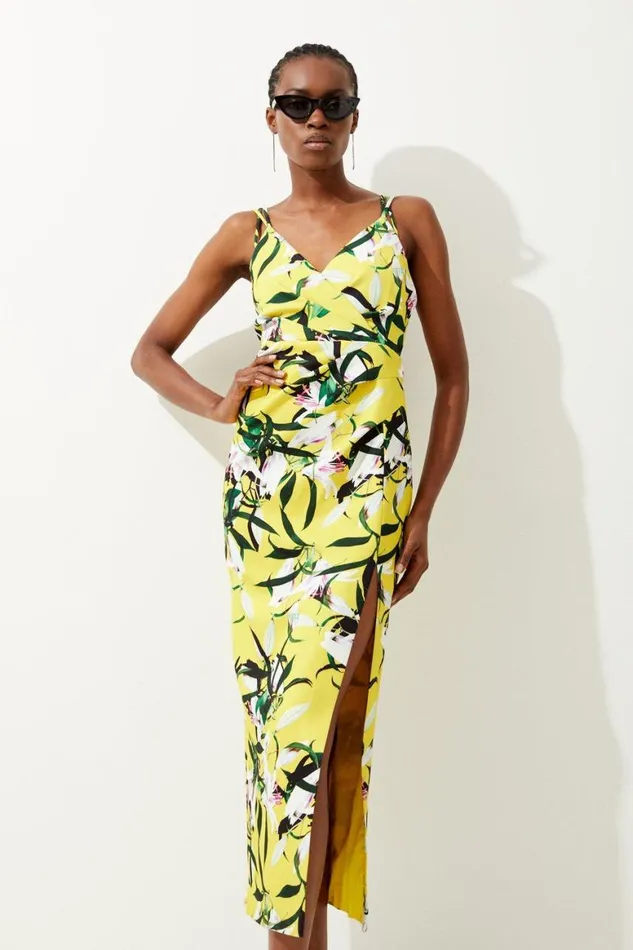 Dresses Women Karen Millen Neon Lilly Print Strappy Tailored Maxi Dress Multi Dresses Women Karen Millen Neon Lilly Print Strappy Tailored Maxi Dress Multi