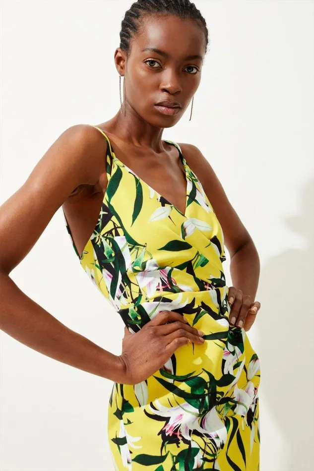 Dresses Women Karen Millen Neon Lilly Print Strappy Tailored Maxi Dress Multi
