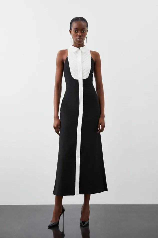 Dresses Women Karen Millen Petite Compact Stretch Tuxedo Halter Neck Maxi Dress Black Dresses Women Karen Millen Petite Compact Stretch Tuxedo Halter Neck Maxi Dress Black