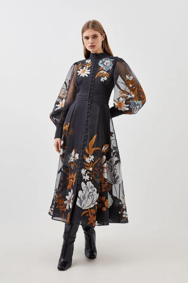 Dresses Women Karen Millen Petite Premium Embroidered Beaded Organdie Woven Maxi Dress Black Dresses Women Karen Millen Petite Premium Embroidered Beaded Organdie Woven Maxi Dress Black