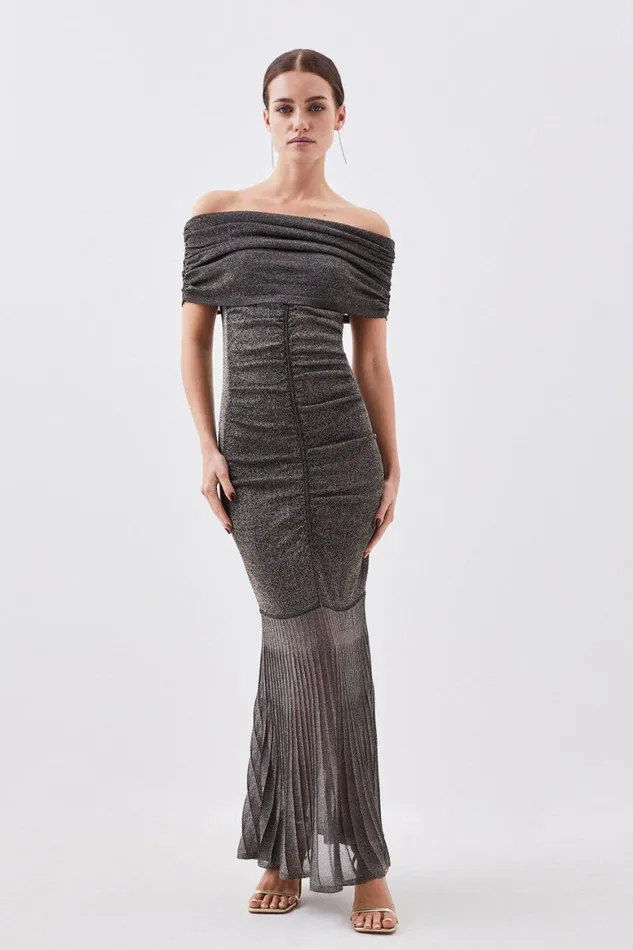 Dresses Women Karen Millen Petite Slinky Viscose Sparkle Bardot Knit Maxi Dress Gold Dresses Women Karen Millen Petite Slinky Viscose Sparkle Bardot Knit Maxi Dress Gold