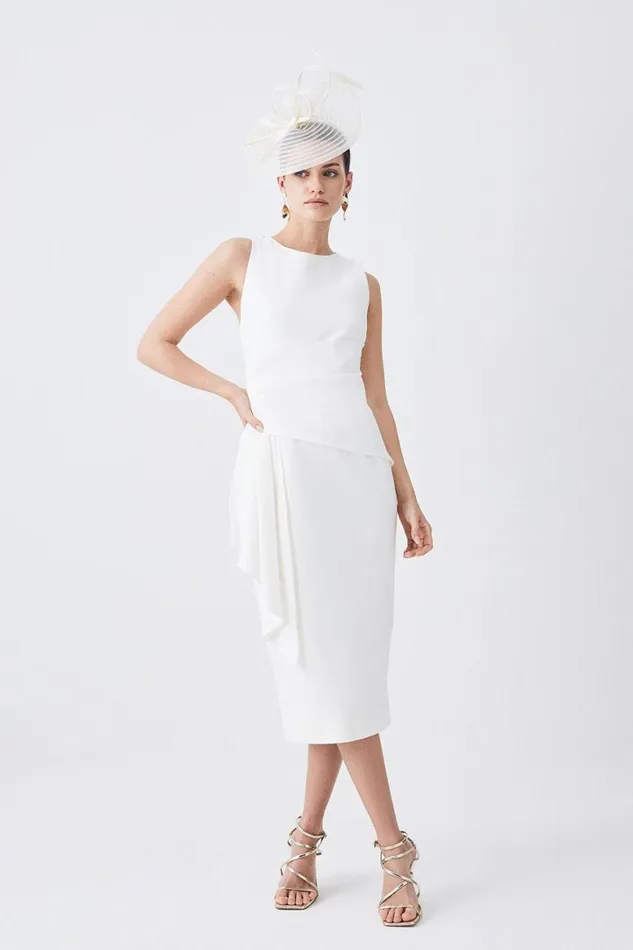 Dresses Women Karen Millen Petite Structured Crepe Drape Side Midaxi Dress Ivory Dresses Women Karen Millen Petite Structured Crepe Drape Side Midaxi Dress Ivory