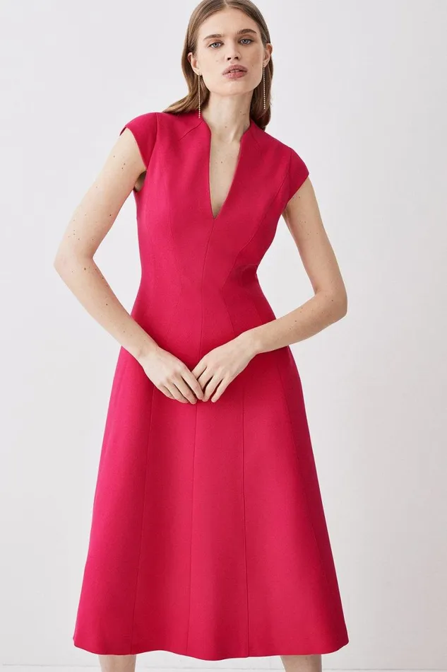 Dresses Women Karen Millen Petite Structured Crepe Seam Detail Full Skirt Midi Dress Fuchsia Dresses Women Karen Millen Petite Structured Crepe Seam Detail Full Skirt Midi Dress Fuchsia