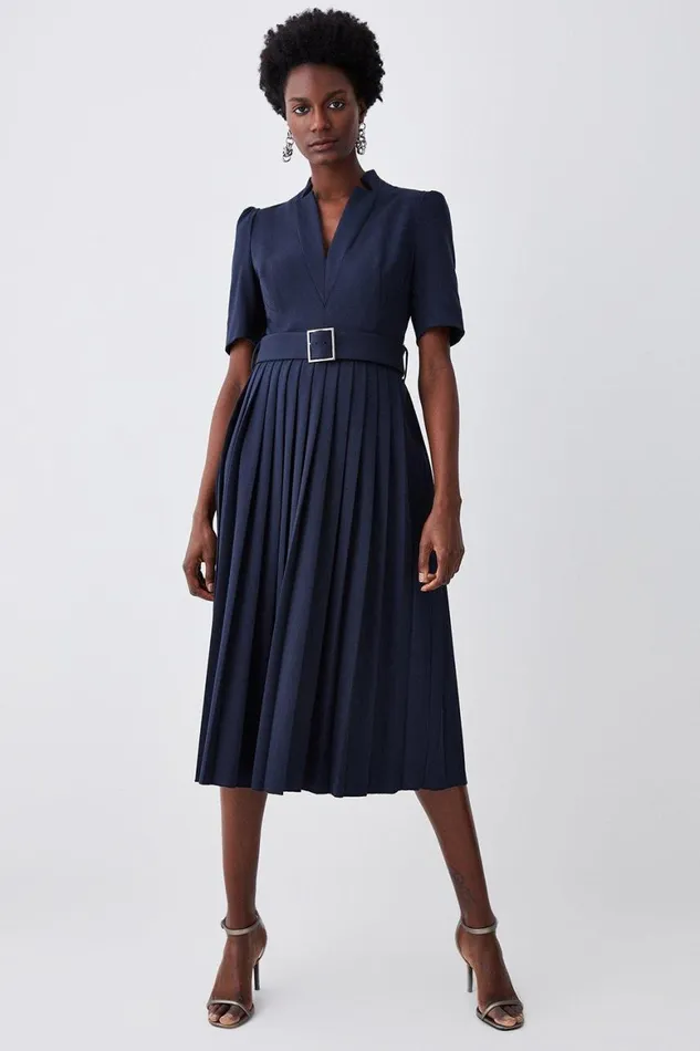Dresses Women Karen Millen Petite Tailored Structured Crepe Forever Pleat Midi Dress Navy Dresses Women Karen Millen Petite Tailored Structured Crepe Forever Pleat Midi Dress Navy