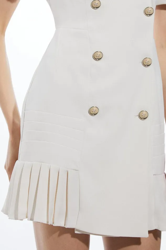 Dresses Women Karen Millen Pleated Woven Mini Blazer Dress Ivory