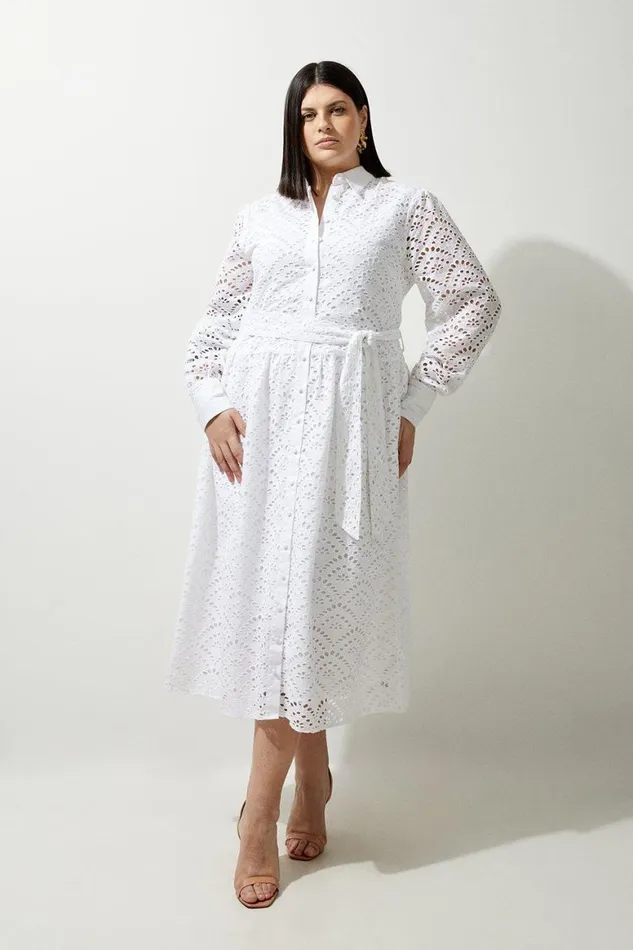 Dresses Women Karen Millen Plus Size Cotton Broderie Long Sleeve Woven Maxi Dress White Dresses Women Karen Millen Plus Size Cotton Broderie Long Sleeve Woven Maxi Dress White