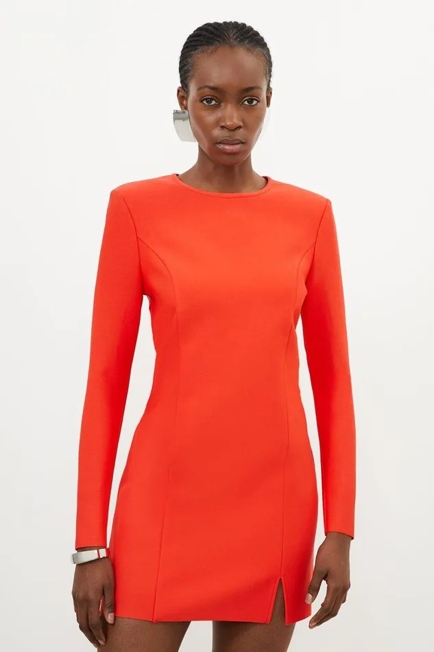 Dresses Women Karen Millen Relaxed Structured Knit Bandage Mini Dress Red