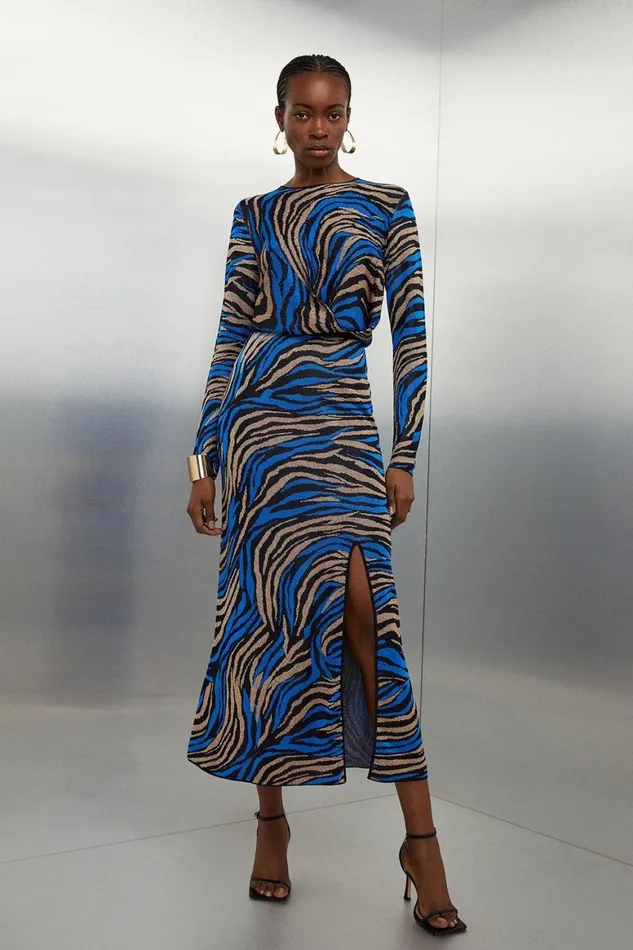 Dresses Women Karen Millen Slinky Jacquard Viscose Split Detail Knit Midaxi Dress Cobalt Dresses Women Karen Millen Slinky Jacquard Viscose Split Detail Knit Midaxi Dress Cobalt