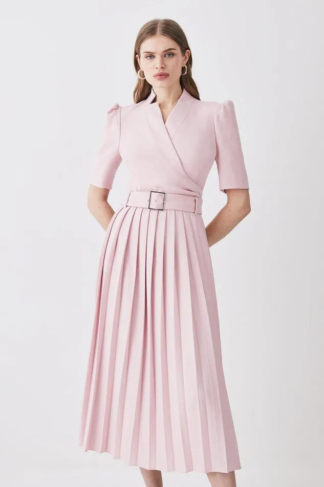 Dresses Women Karen Millen Structured Crepe Notch Neck Wrap Belted Forever Midi Dress Blush Dresses Women Karen Millen Structured Crepe Notch Neck Wrap Belted Forever Midi Dress Blush