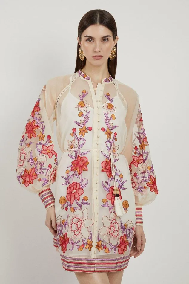 Dresses Women Karen Millen Tall Floral Embroidery Organdie Woven Mini Dress Blush Dresses Women Karen Millen Tall Floral Embroidery Organdie Woven Mini Dress Blush