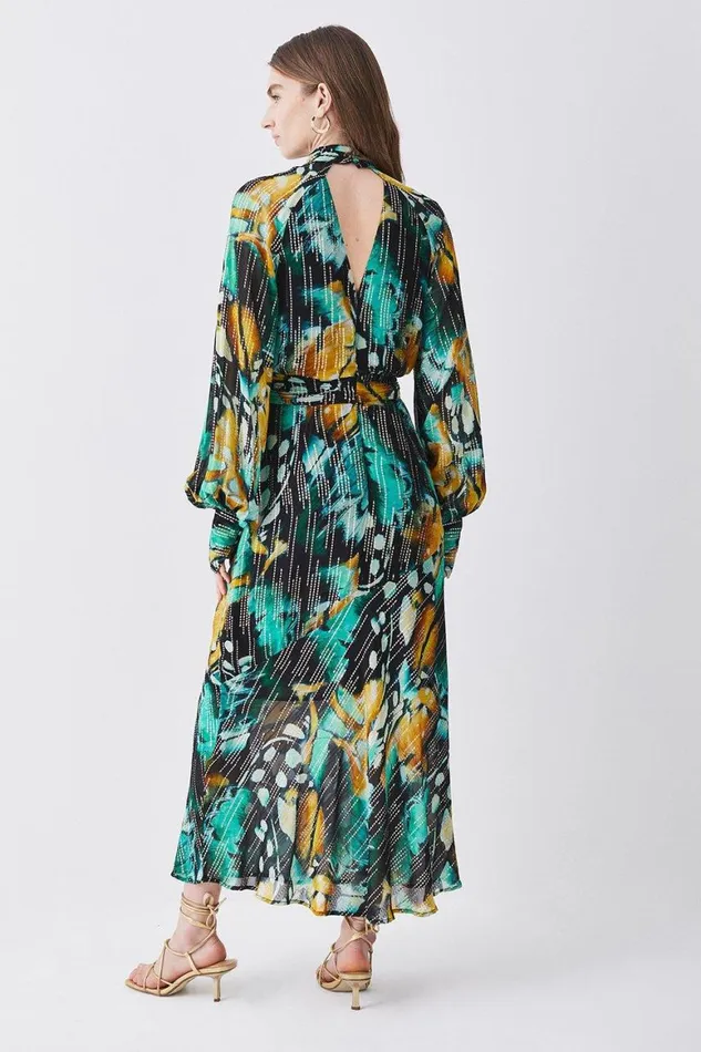Dresses Women Karen Millen Tall Metallic Iridescent Column Midi Dress Green