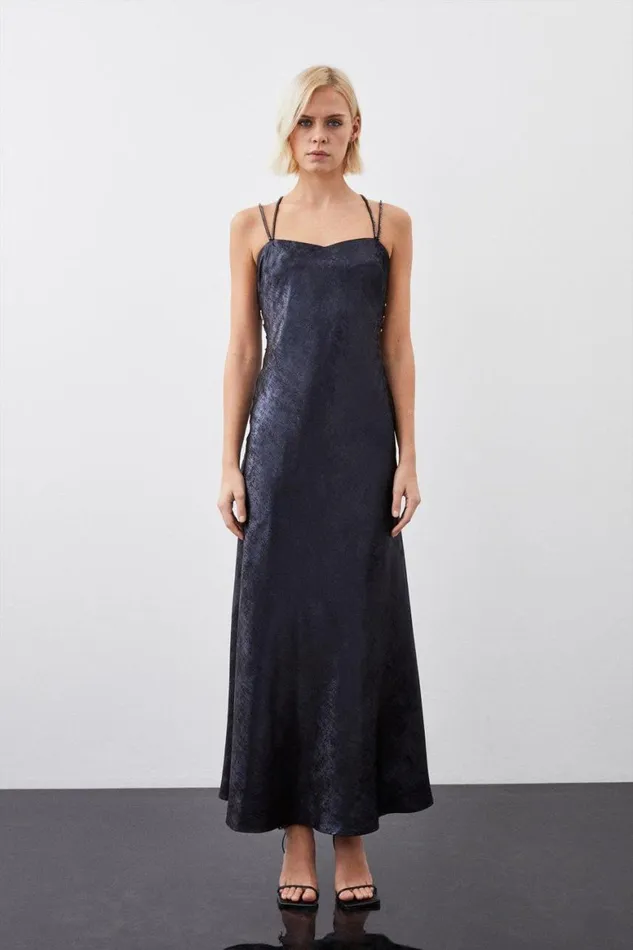Dresses Women Karen Millen Tall Premium Metallic Diamante Detail Woven Midaxi Dress Navy Dresses Women Karen Millen Tall Premium Metallic Diamante Detail Woven Midaxi Dress Navy