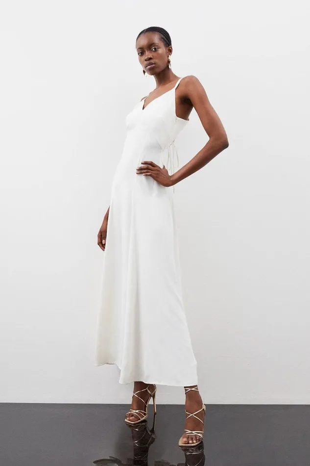 Dresses Women Karen Millen Tall Strappy Woven Maxi Sundress Ivory