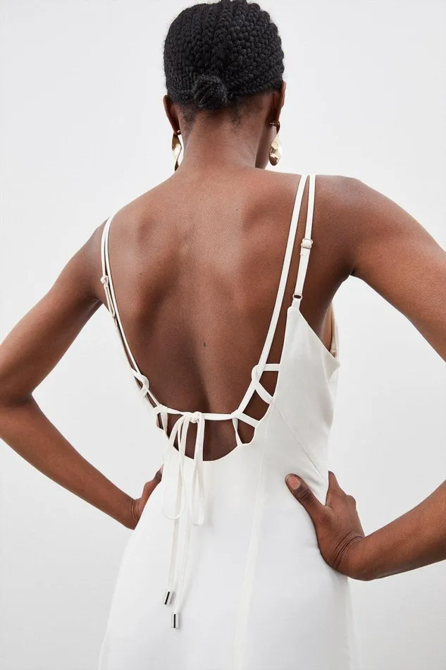 Dresses Women Karen Millen Tall Strappy Woven Maxi Sundress Ivory
