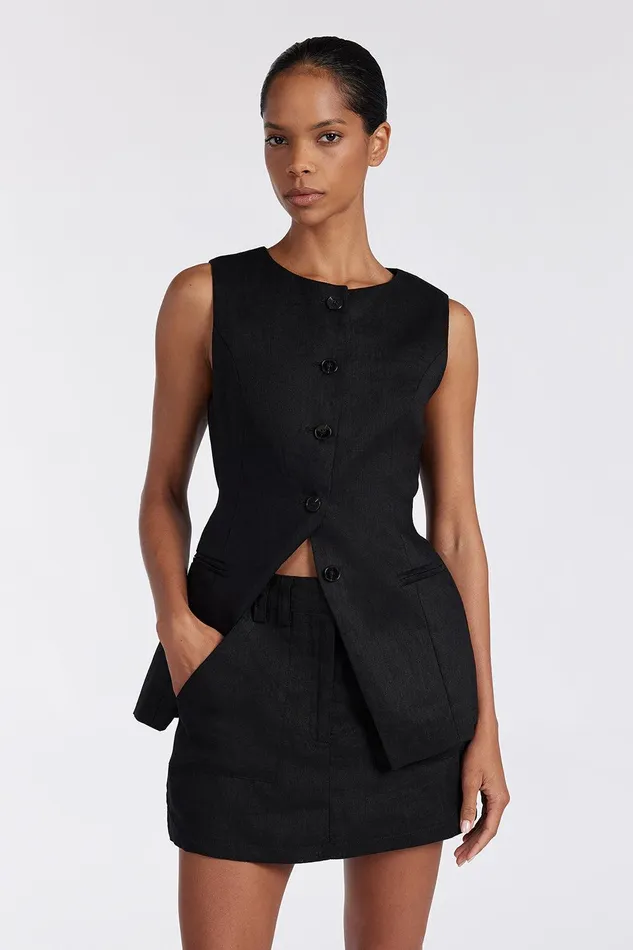 EVA BLACK LINEN SKORT Women DISSH Mini
