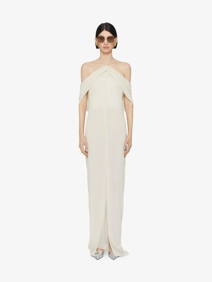 Evening Draped Dress In Silk With Crystals Dtail Eggshell Women Givenchy Dresses Evening Draped Dress In Silk With Crystals Dtail Eggshell Women Givenchy Dresses