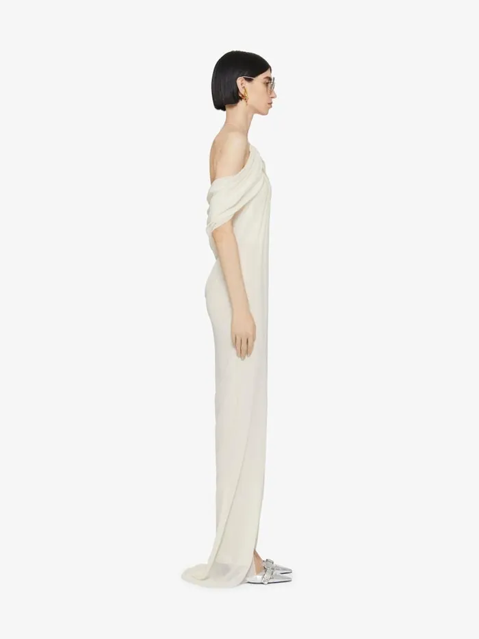 Evening Draped Dress In Silk With Crystals Dtail Eggshell Women Givenchy Dresses