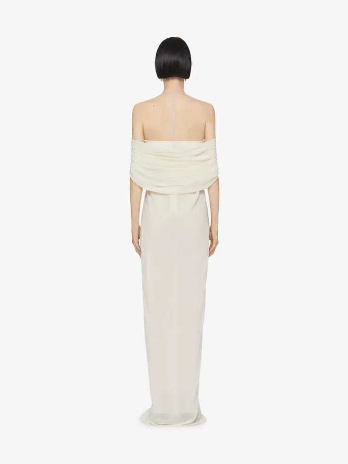 Evening Draped Dress In Silk With Crystals Dtail Eggshell Women Givenchy Dresses