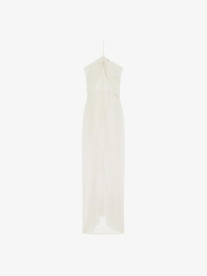 Evening Draped Dress In Silk With Crystals Dtail Eggshell Women Givenchy Dresses