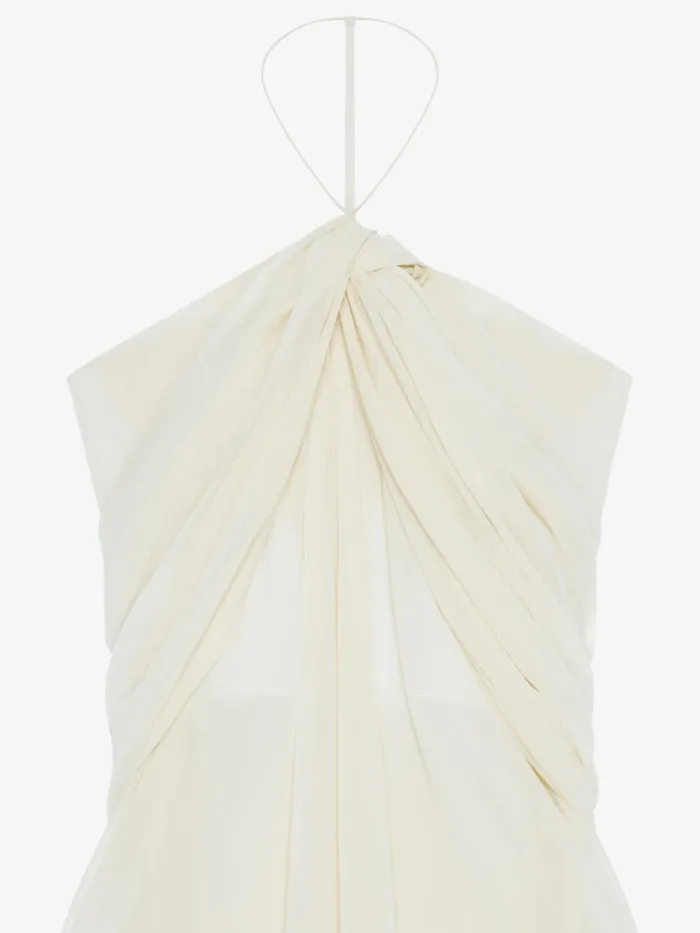Evening Draped Dress In Silk With Crystals Dtail Eggshell Women Givenchy Dresses