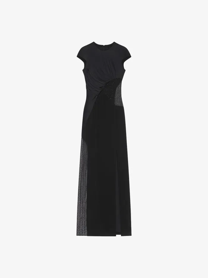 Evening Satin Dress And 4g Lace With Rhinestones Black Women Givenchy Dresses Evening Satin Dress And 4g Lace With Rhinestones Black Women Givenchy Dresses