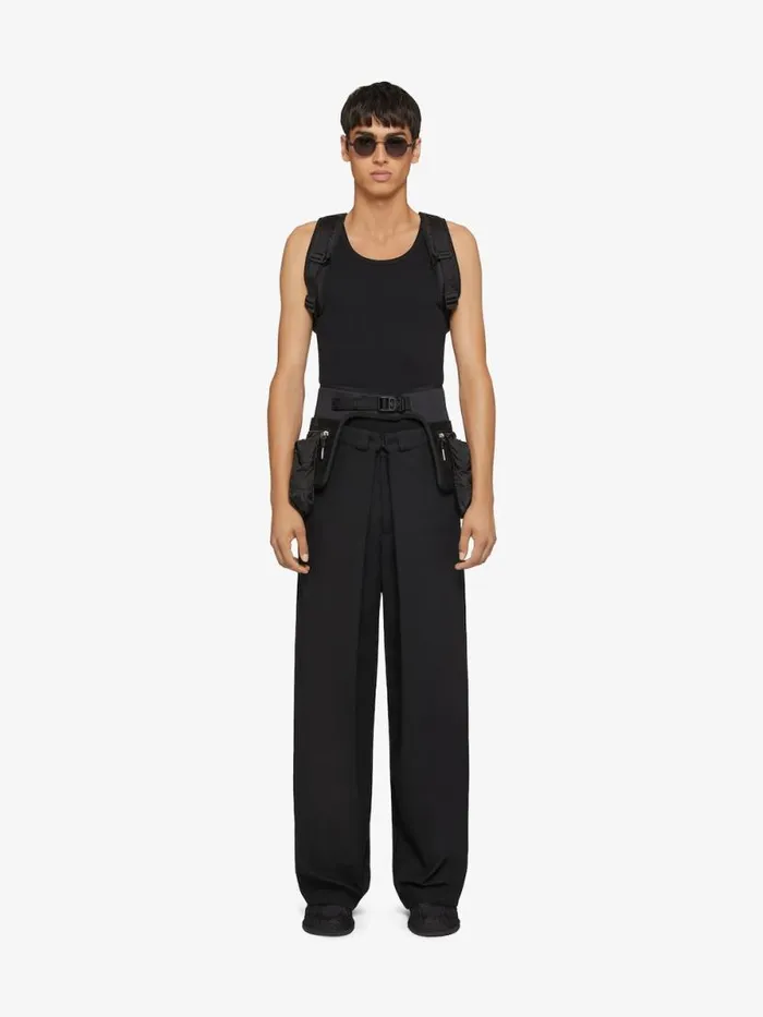 Extra Wide Chino Pants In Canvas Black Men Givenchy Pants and Shorts