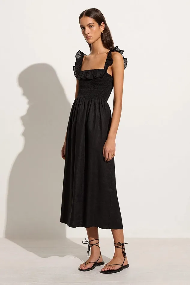 Faithfull The Brand Dresses Sameera Midi Dress Black 8211 Final Sale 8211 Women Faithfull The Brand Dresses Sameera Midi Dress Black 8211 Final Sale 8211 Women