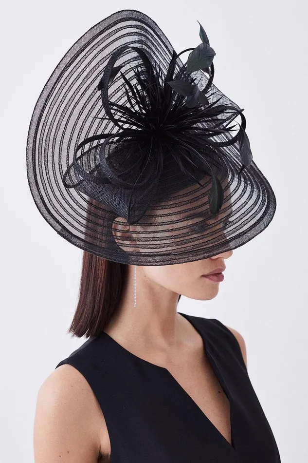 Fascinators Women Karen Millen Feather Detail Fascinator Black