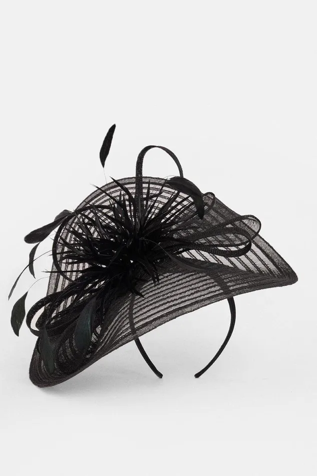 Fascinators Women Karen Millen Feather Detail Fascinator Black