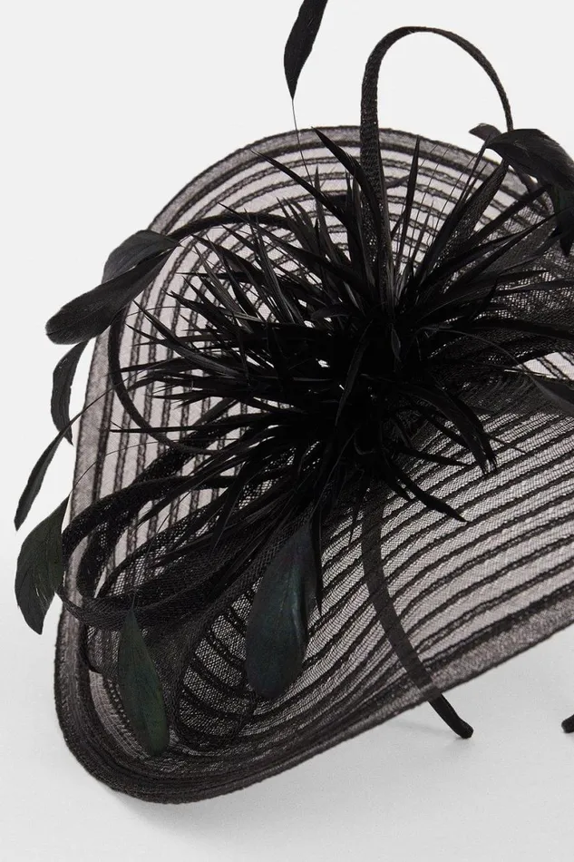 Fascinators Women Karen Millen Feather Detail Fascinator Black