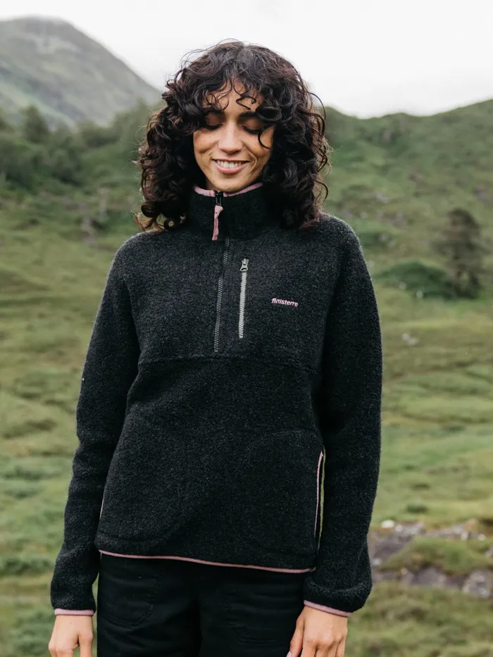 Finisterre Fleece Women Hegen 14 Zip Wool Fleece Raven Black