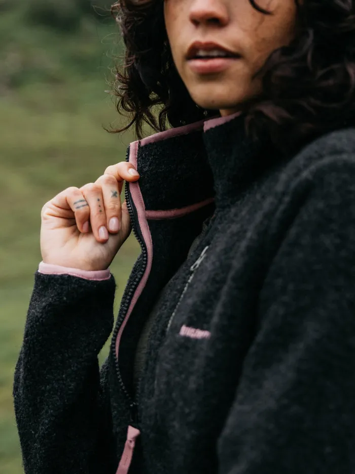 Finisterre Fleece Women Hegen 14 Zip Wool Fleece Raven Black