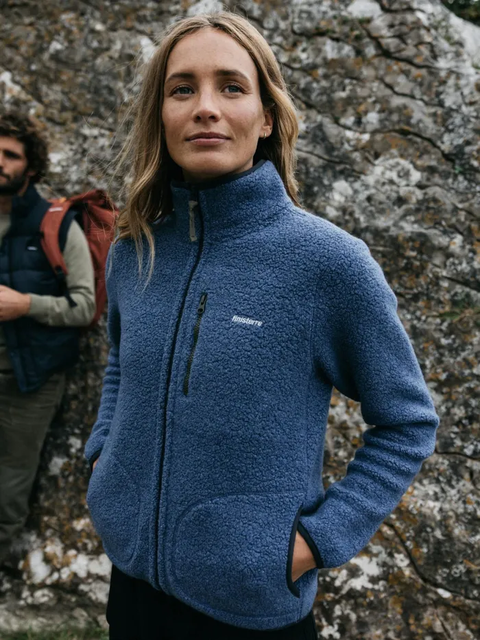 Finisterre Fleece Women Hegen Full Zip Wool Fleece Coastal Fjord