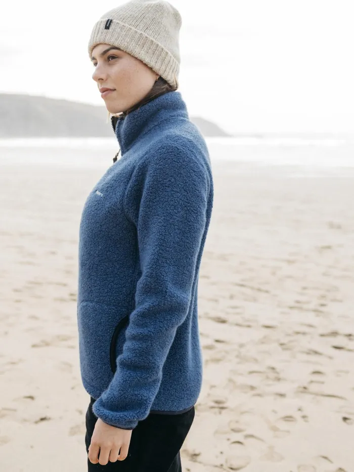 Finisterre Fleece Women Hegen Full Zip Wool Fleece Coastal Fjord