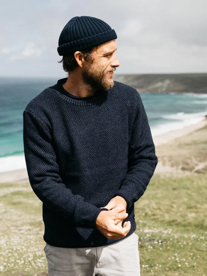 Finisterre Knitwear Men Barents Sweater Indigo