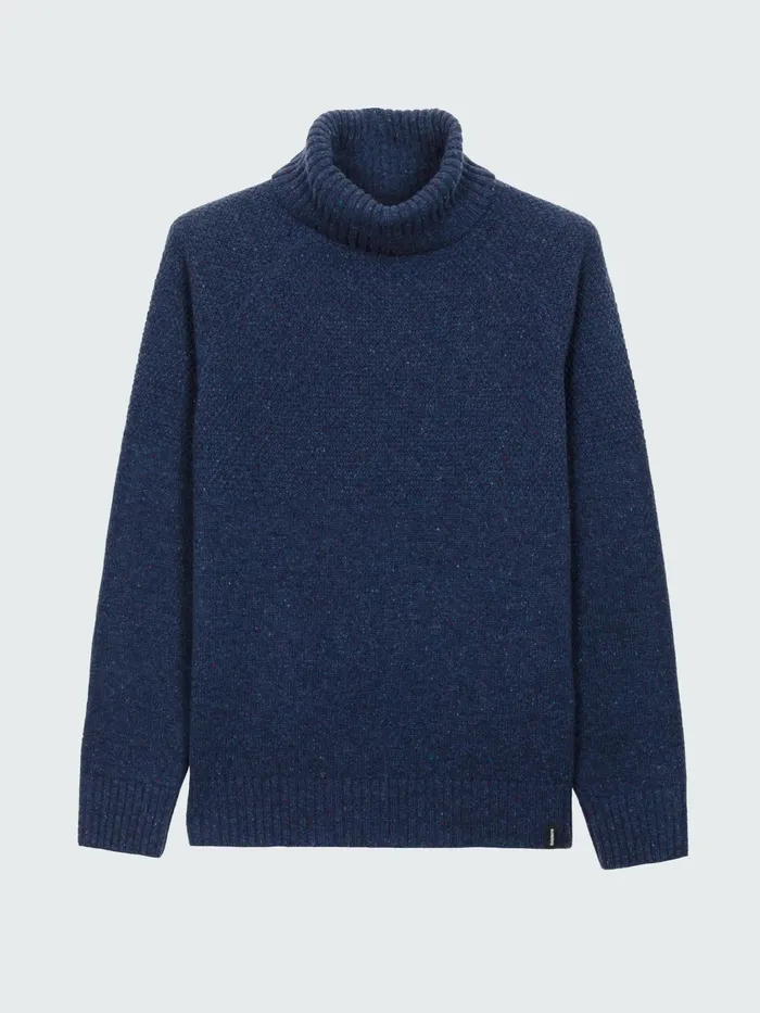 Finisterre Knitwear Men Fishermans Roll Neck Knit Sweater Navy