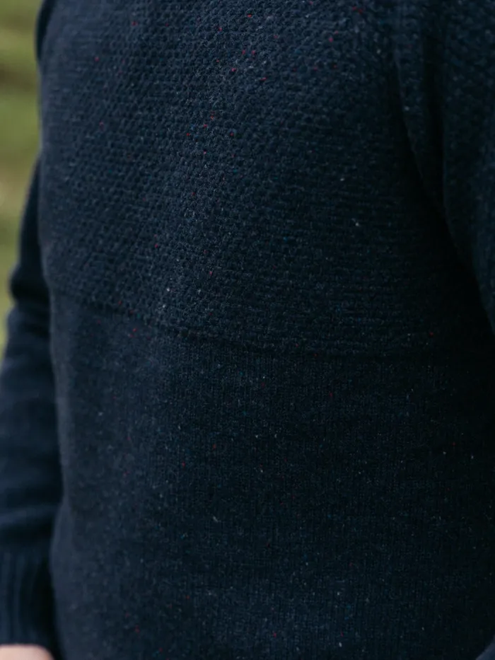 Finisterre Knitwear Men Fishermans Roll Neck Knit Sweater Navy