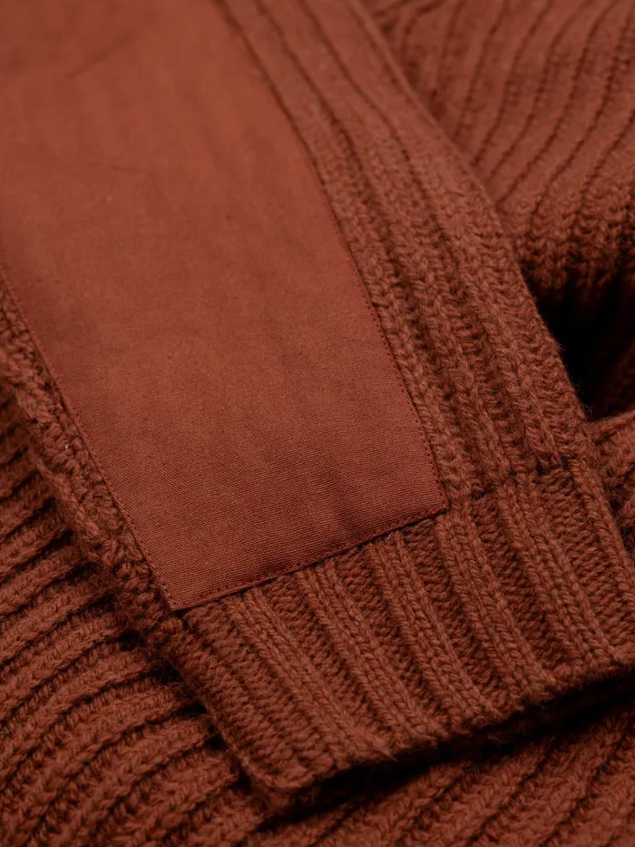 Finisterre Knitwear Men Needus Patched Crew Knit Sweater Dark Rosewood