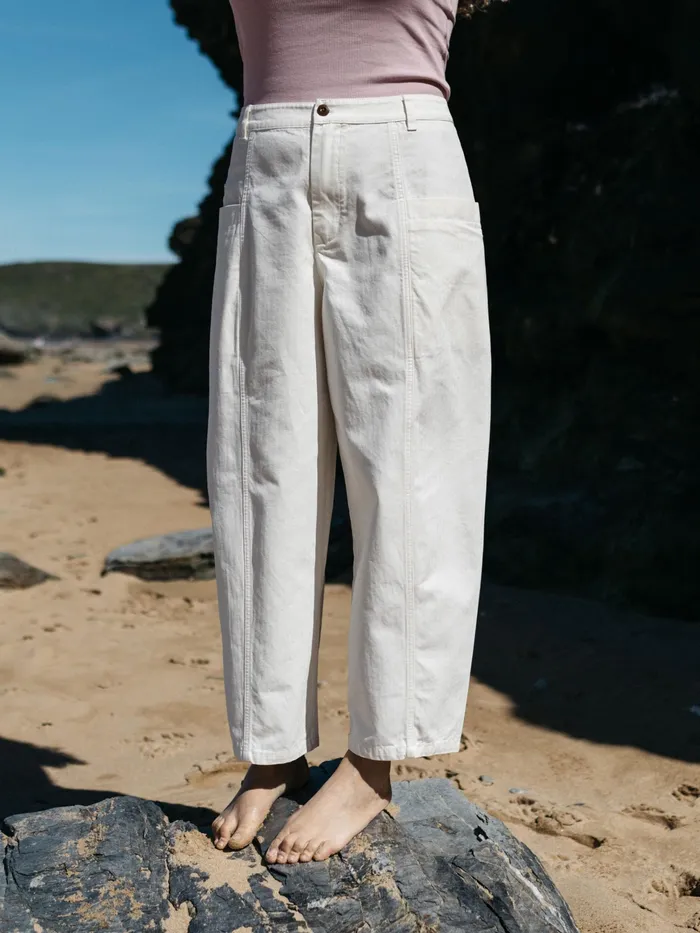 Finisterre Pants Women Croft Workwear Balloon Pant Ecru