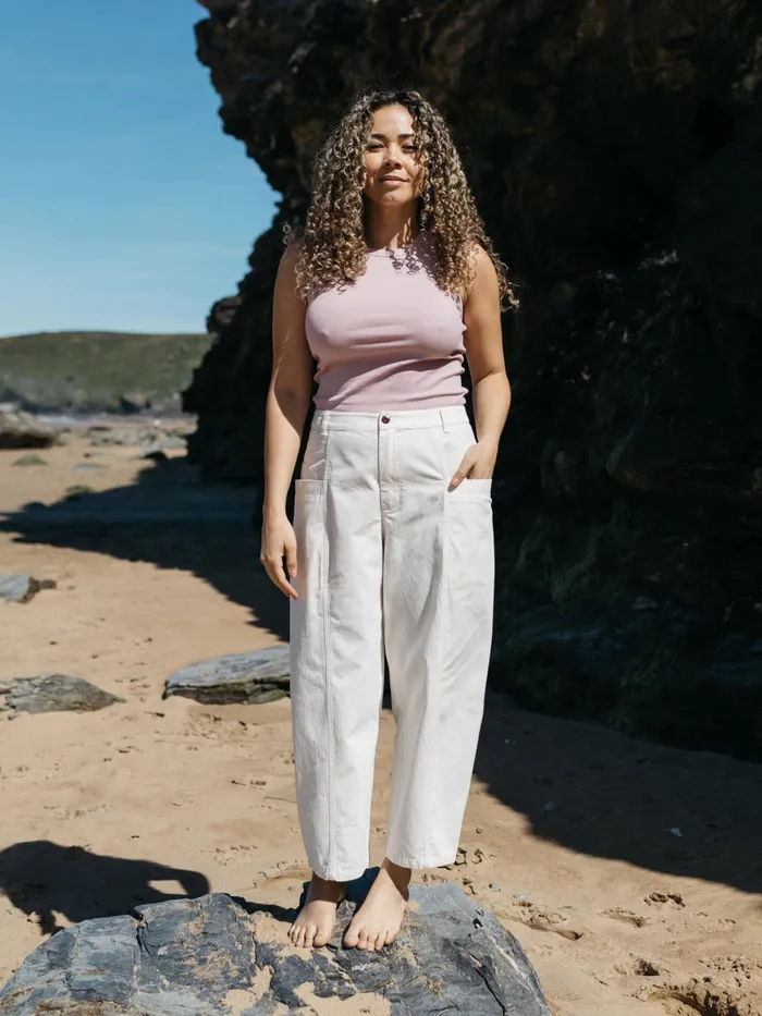 Finisterre Pants Women Croft Workwear Balloon Pant Ecru